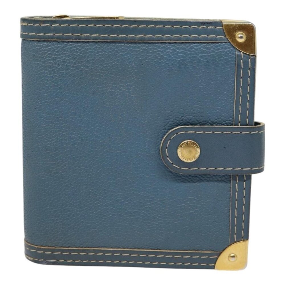 LOUIS VUITTON Suhari Compact Zip Wallet Leather Blue